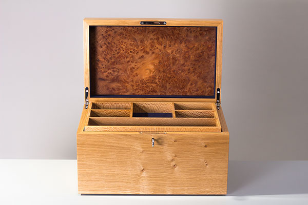 Oak and Lacewood Jewellery Box